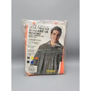 Vintage Stearns Adult Universal Rain Blaze Orange Poncho‎ Waterproof Model 8020